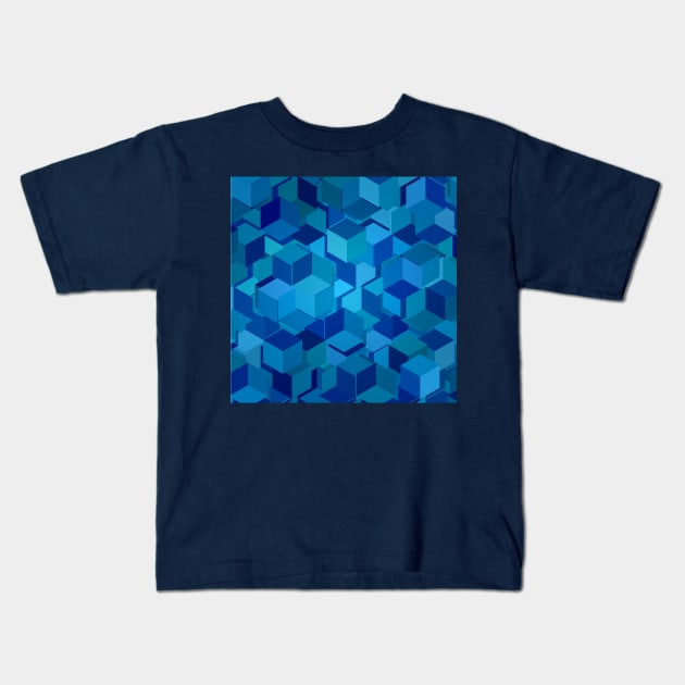 Blue cubes disintegrating Kids T-Shirt by WesternExposure